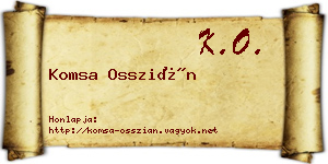 Komsa Osszián névjegykártya